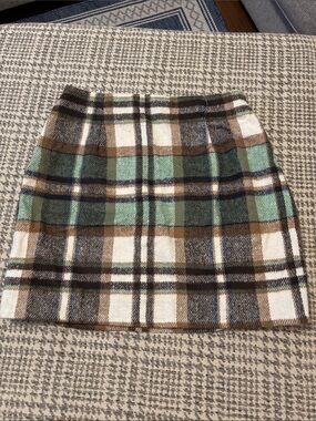 Cupshe Plaid Mini Skirt in Brown, Cream & Mint